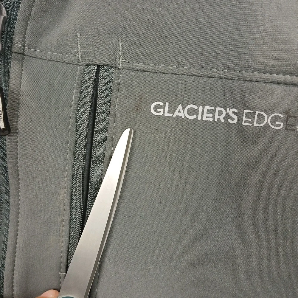 Glacier's‎ Edge Softshell Vest Mens XL Gray Fleece Lined Stretch Logo Full Zip
